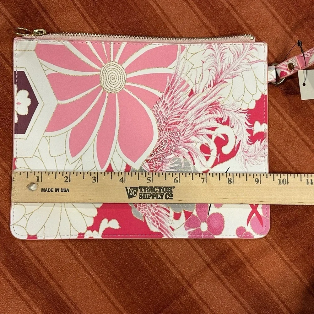 CHICOS Floral Printed Zip Pouch Breast Cancer Awareness New Retail $39.50 - Picture 3 of 10